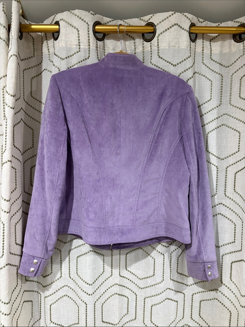 Tribal Faux suede lavender Women's Moto Jacket Size 14 - Picture 6 of 9